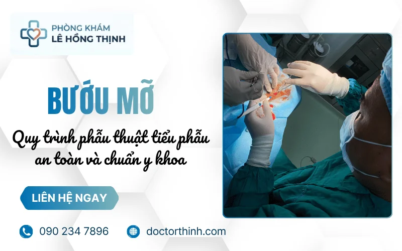 Quy trình phẫu thuật u mỡ được thực hiện trong môi trường vô trùng